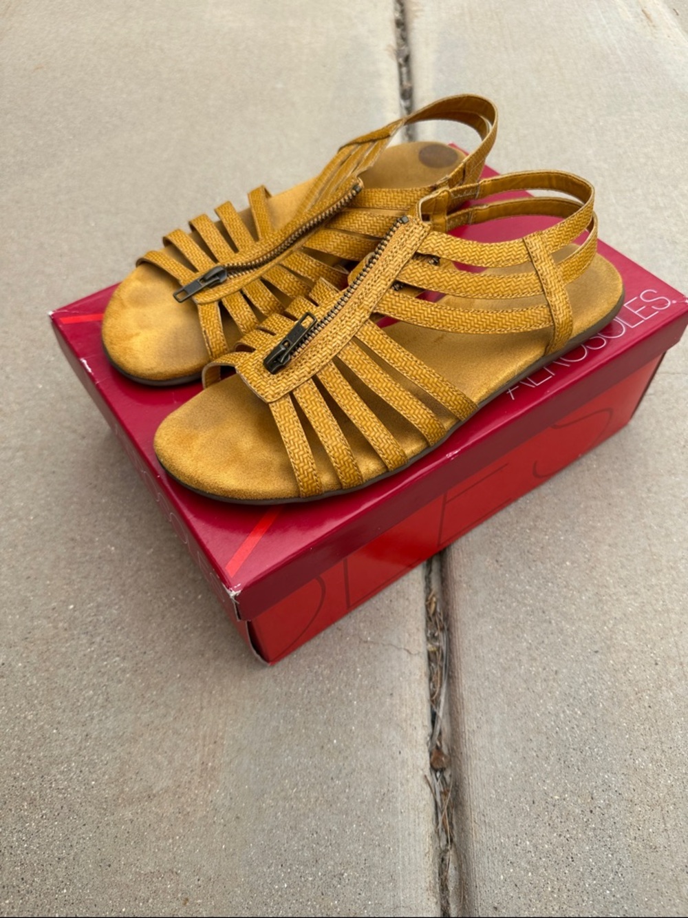 AEROSOLES Mustard Yellow Braided Strappy Sandals